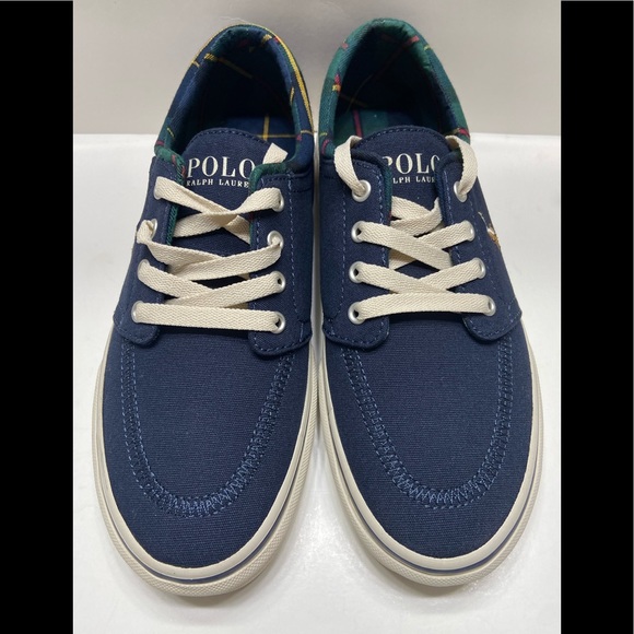 NEW Polo Ralph Lauren Faxon X Men's Lace Up Canvas Sneaker Shoes Navy 7-13 - Picture 2 of 9
